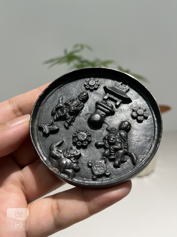 明 童子骑狮多宝纹镜 - 图4